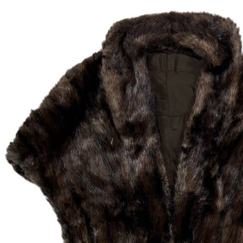 Genuine Fur Brown Poncho Coat | Size S/M - Picture 3 of 3